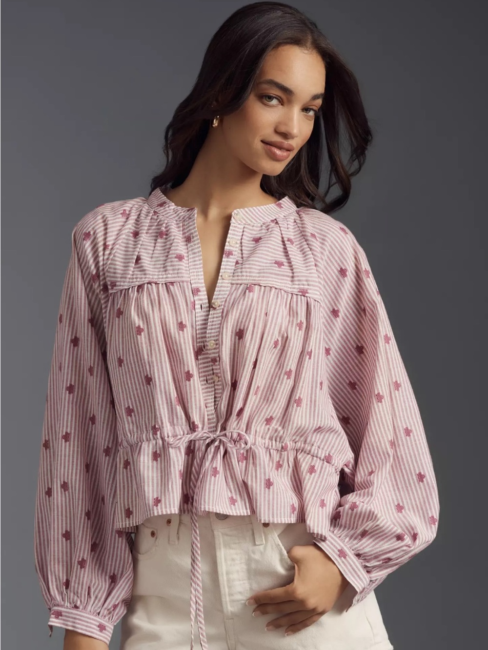 Anthropologie pilcro the Sidney batwing blouse cinch waist edition
